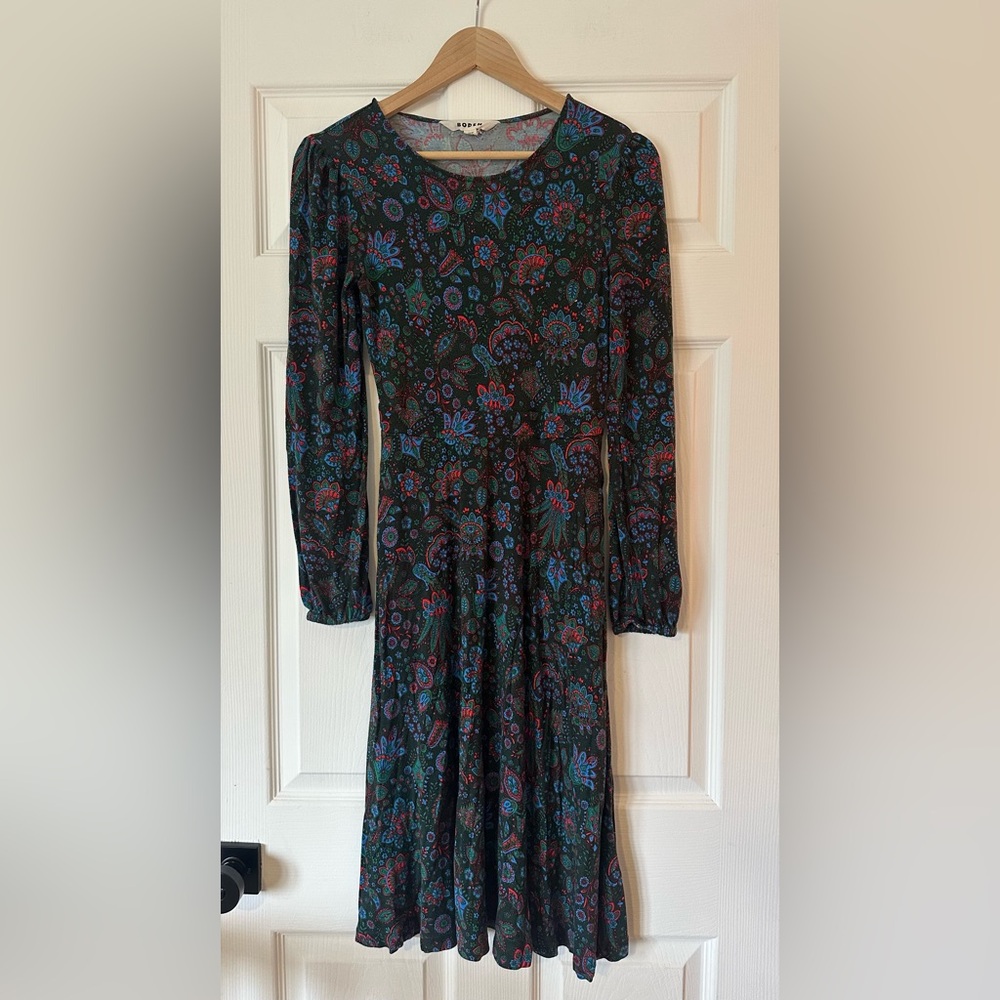 Boden Long Sleeve Floral Dress w pockets, Size 4P